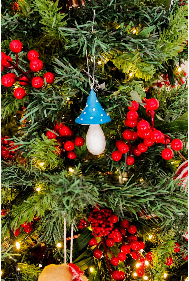 Pingente Cogumelo em Resina Azul Natal -2-